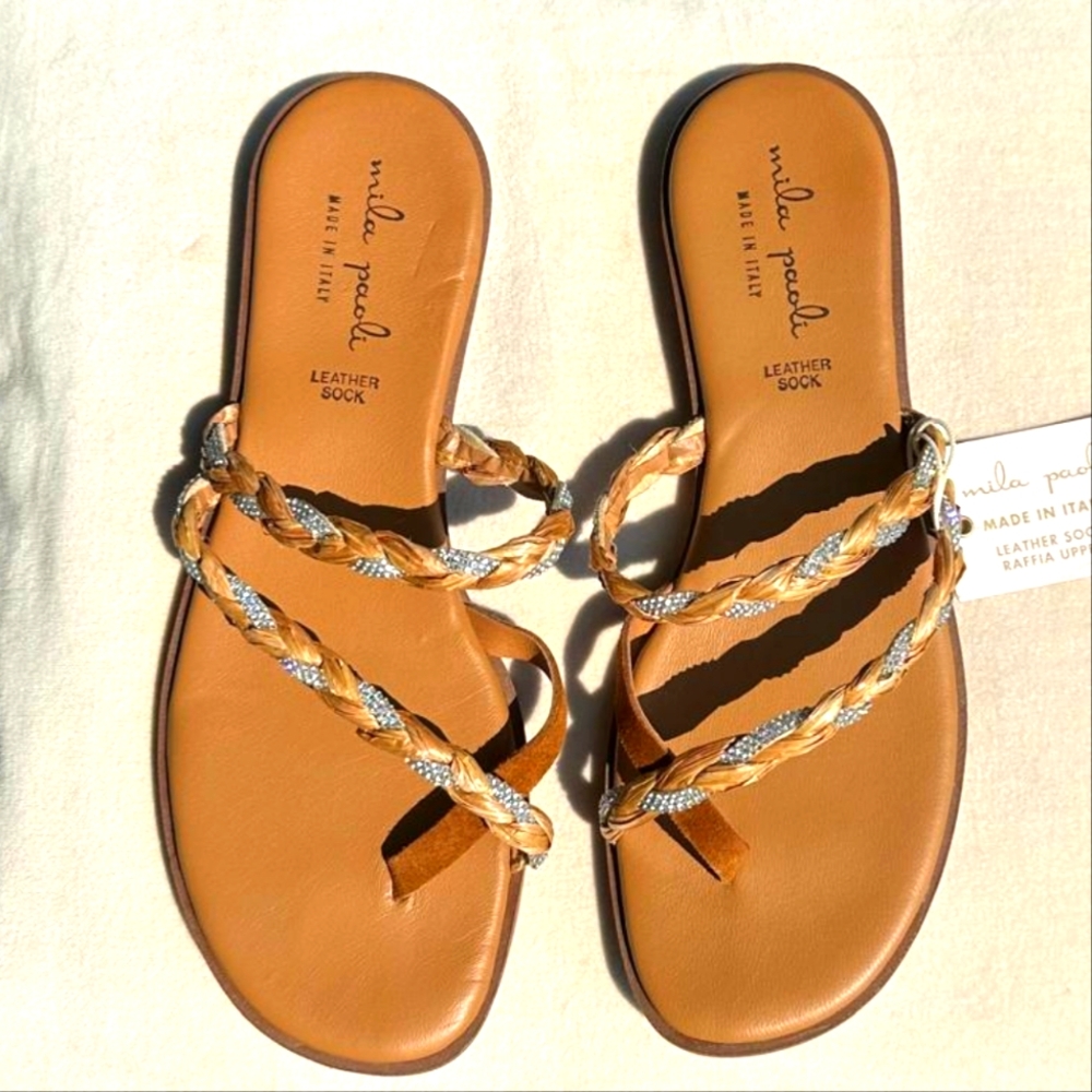 NWT mila paoli Raffia Sandals